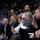 Steph’s hitting a three in this photo. Marcio Jose Sanchez/AP Images
